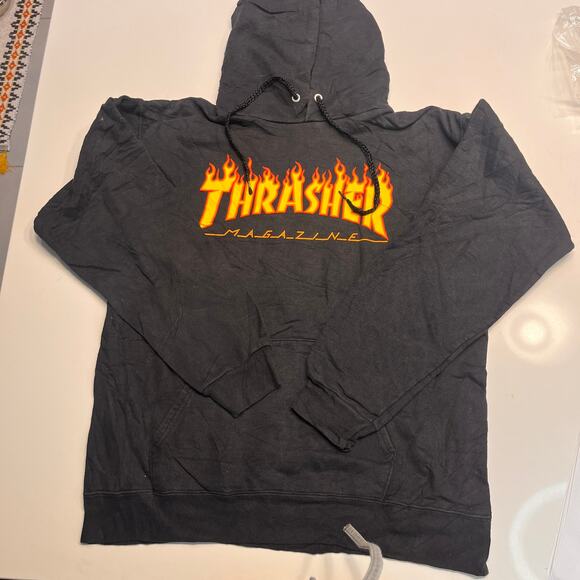 Thrasher Magazine Black Flame Logo Pullover Hoodie Size S - Picture 3 of 8